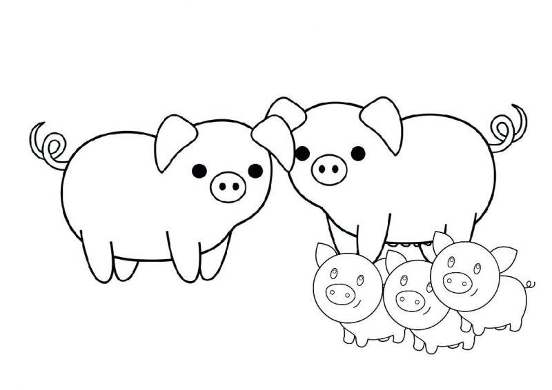 Tô màu con lợn là một gia đình hạnh phúc