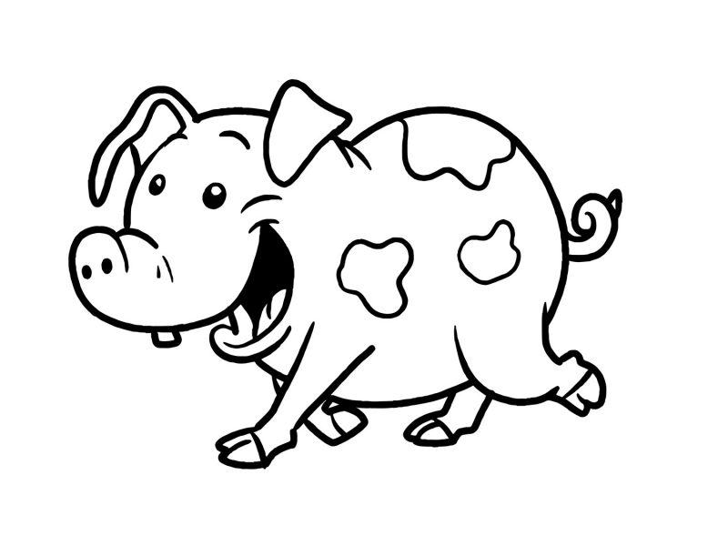 Vẽ con lợn đang há miệng