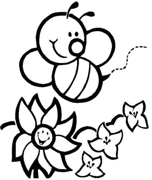 Tranh tô màu con ong đang bay giữa vườn hoa