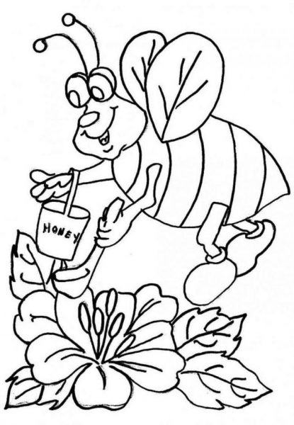 Tranh tô màu con ong đi tìm mật