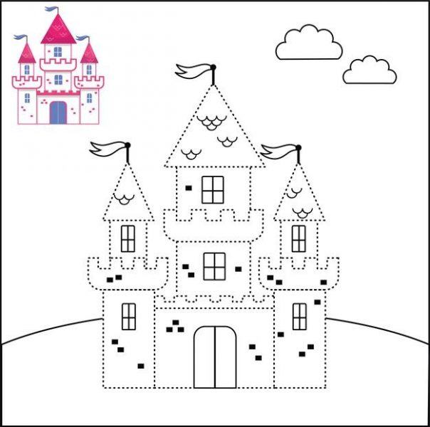Trang màu lâu đài là một ví dụ cho trẻ em
