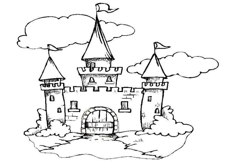Tranh tô màu lâu đài dưới mây
