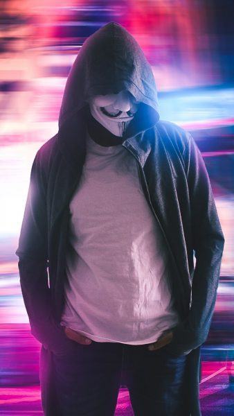 biểu tượng hacker với đèn neon