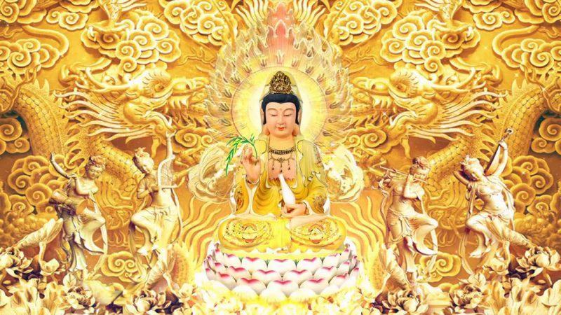 Phật Bà Quan Âm và hai con rồng vàng