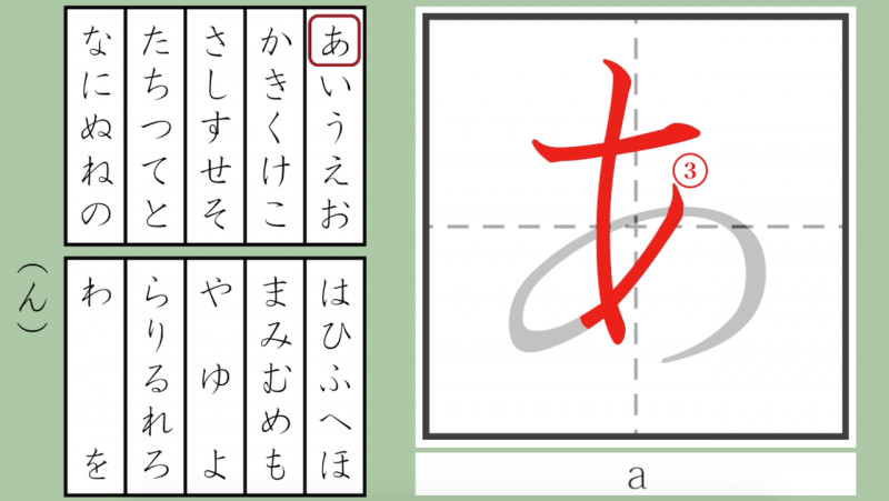 bảng vẽ hiragana và cách viết