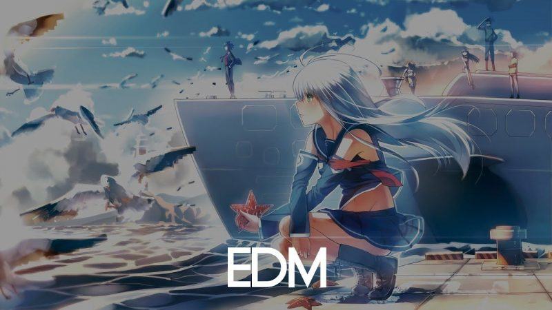 Hình ảnh một cô gái anime EDM ngồi trên boong tàu