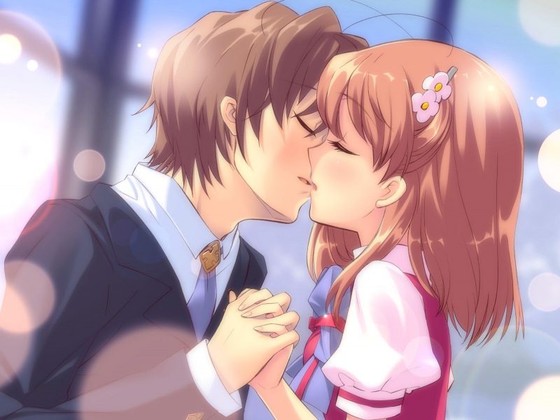 Hình ảnh nam nữ hôn nhau trong anime