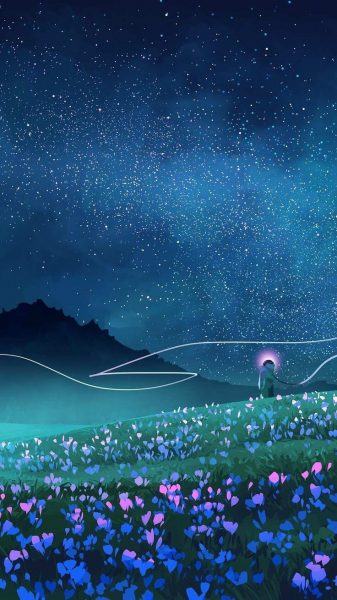 Hình ảnh bầu trời đêm anime là một vườn hoa mới