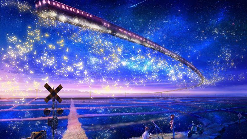 bầu trời đêm anime tàu hỏa ảnh