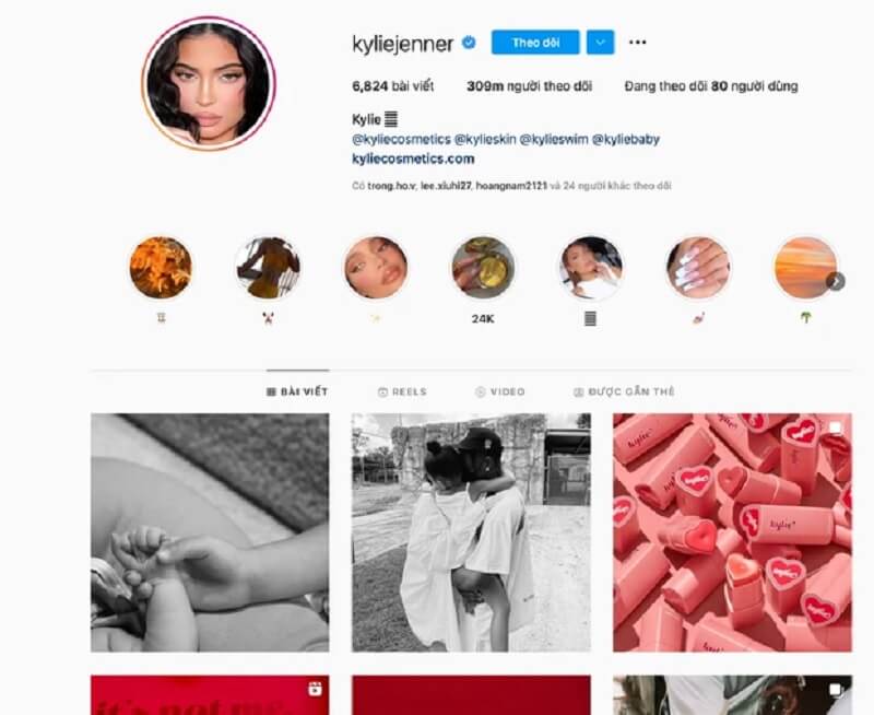 10 tài khoản instagram hàng đầu của Kylie