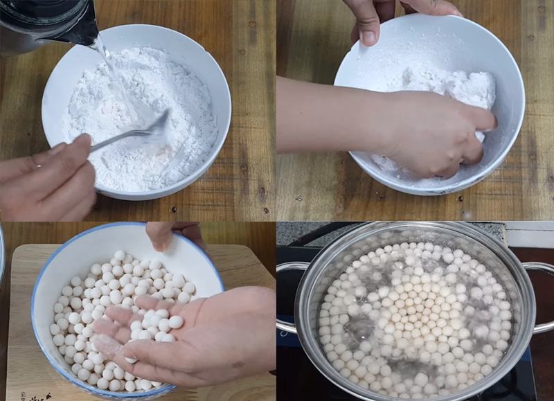 cách làm trân châu trắng bằng bột sắn dây 1