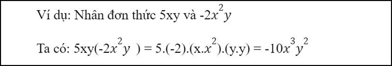 Ví dụ nhân hai đơn thức