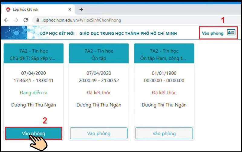 Cách học trực tuyến tại lophoc.hcm.edu.vn