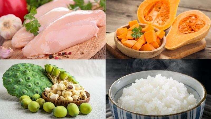 cách nấu cháo gà bí đỏ 5