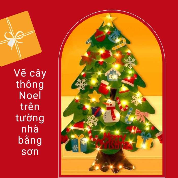 Vẽ cây thông Noel trên tường bằng sơn