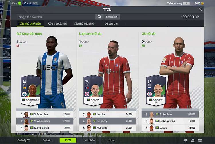 Cách mua cầu thủ trong FIFA Online 4 nhanh đơn giản nhất