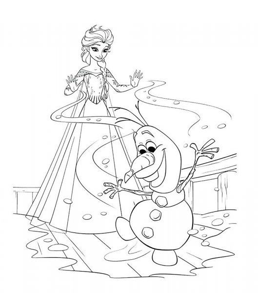 Tô màu công chúa Elsa khiêu vũ cùng người tuyết