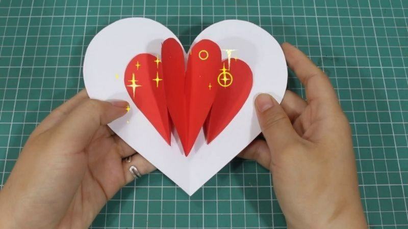 Cách làm thiệp trái tim 3D a4 20-11 đơn giản