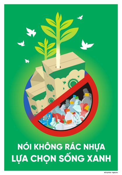 vẽ tranh tiêu dùng xanh lựa chọn cuộc sống xanh nói không với rác thải nhựa