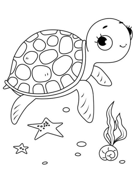 cách vẽ con rùa đang bơi đơn giản