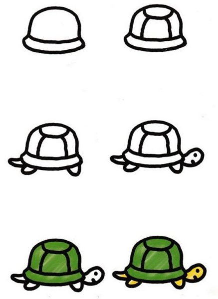 cách vẽ con rùa dễ thương siêu dễ