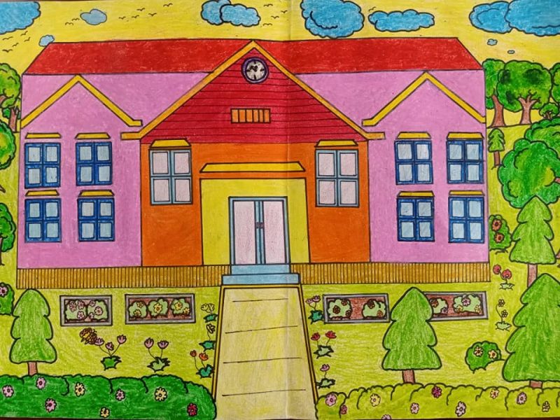 Vẽ ngôi nhà thông minh cực đẹp đơn giản bằng sáp màu