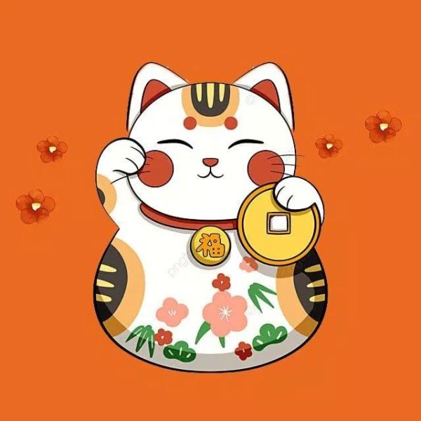 ảnh avatar mèo tết cầm đồng tiền vàng