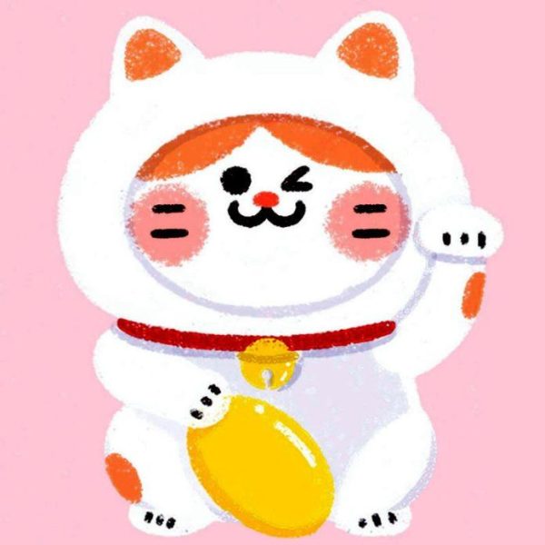 hình ảnh avatar mèo tết mặc quần áo lông trắng
