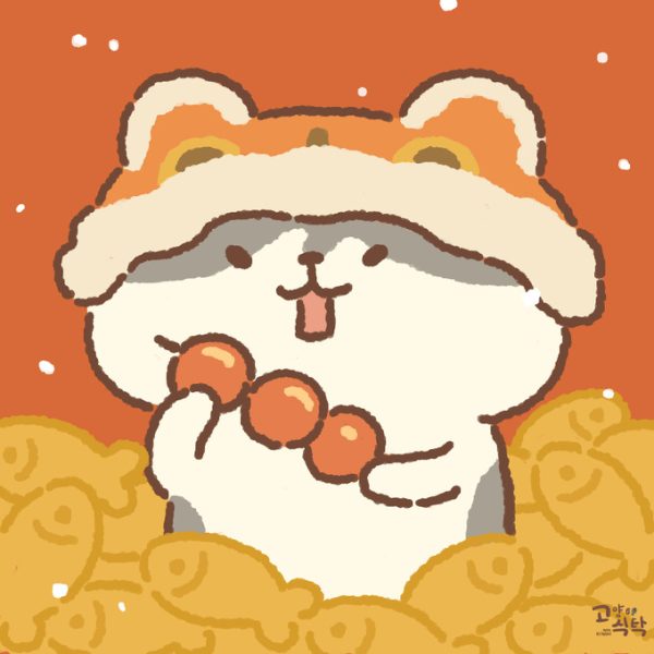 ảnh avatar mèo tết vô tri cầm kẹo hồ lô
