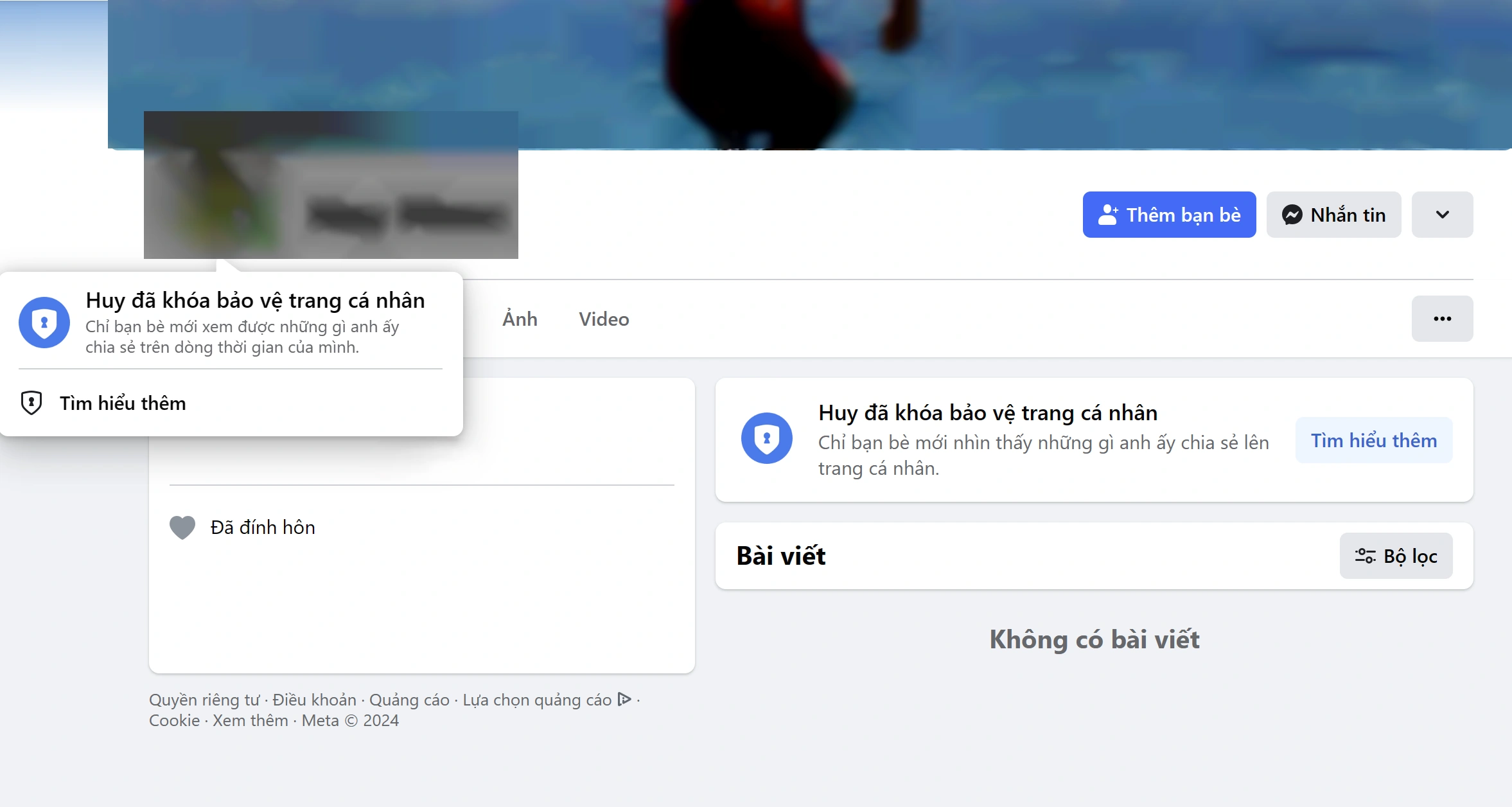 Cách khóa trang Facebook cá nhân trên máy tính PC (Trình duyệt web)