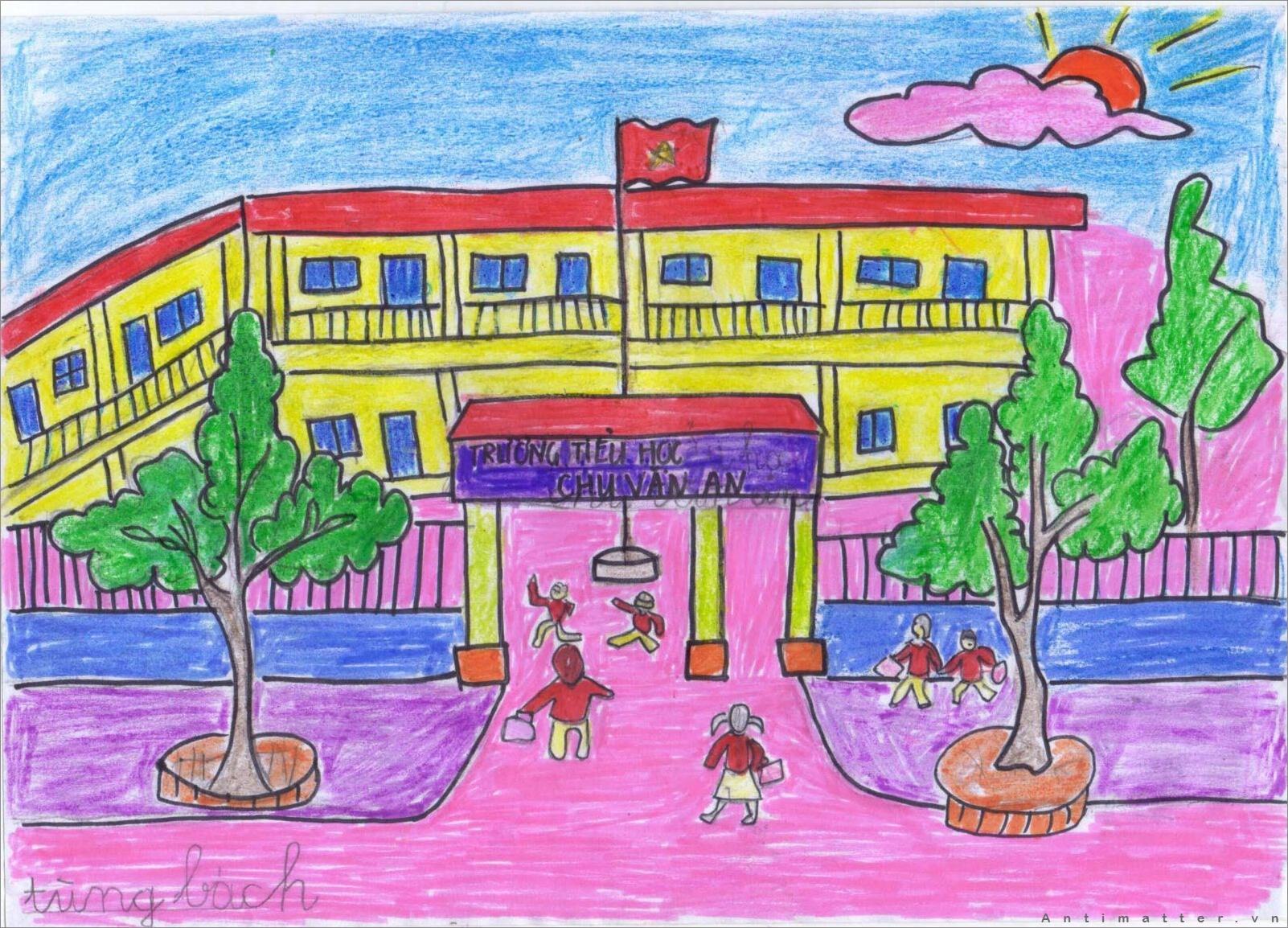 Vẽ Tranh Trường Em Đẹp Đơn Giản Dễ Cực Cho Lớp 3-5-7 - Trường Đh Đại Việt  Sài Gòn