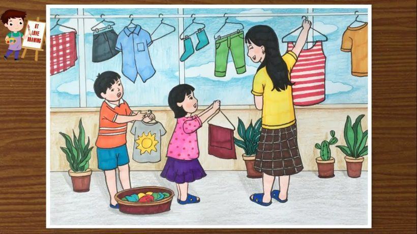 Ngụ ngôn đứa con làm nghìn việc tốt giúp mẹ phơi quần áo