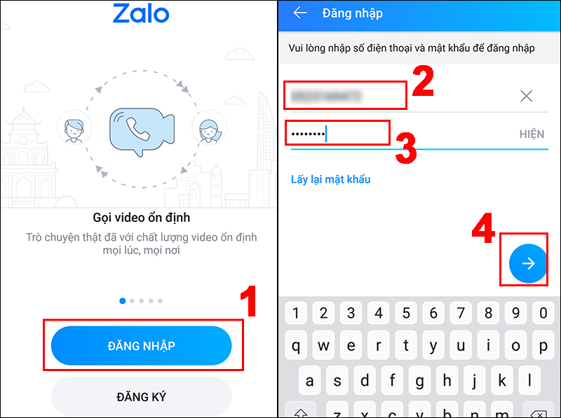 Làm thế nào để đăng nhập tài khoản Zalo trên ứng dụng?