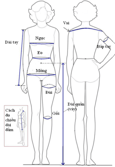 Với công thức cắt áo sơ mi nữ này, đầu tiên bạn cần đo