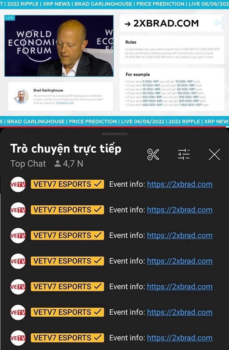 Kênh VETV7 Esports bị hacker tấn công để quảng cáo tiền ảo