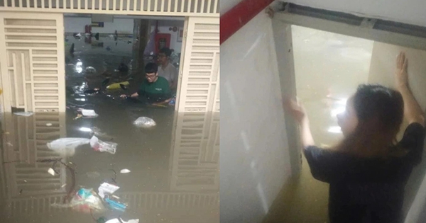 Phút kinh hoàng của người phụ nữ trung niên suýt chết đuối trong hầm chung cư mini ngập sâu ở Hà Nội