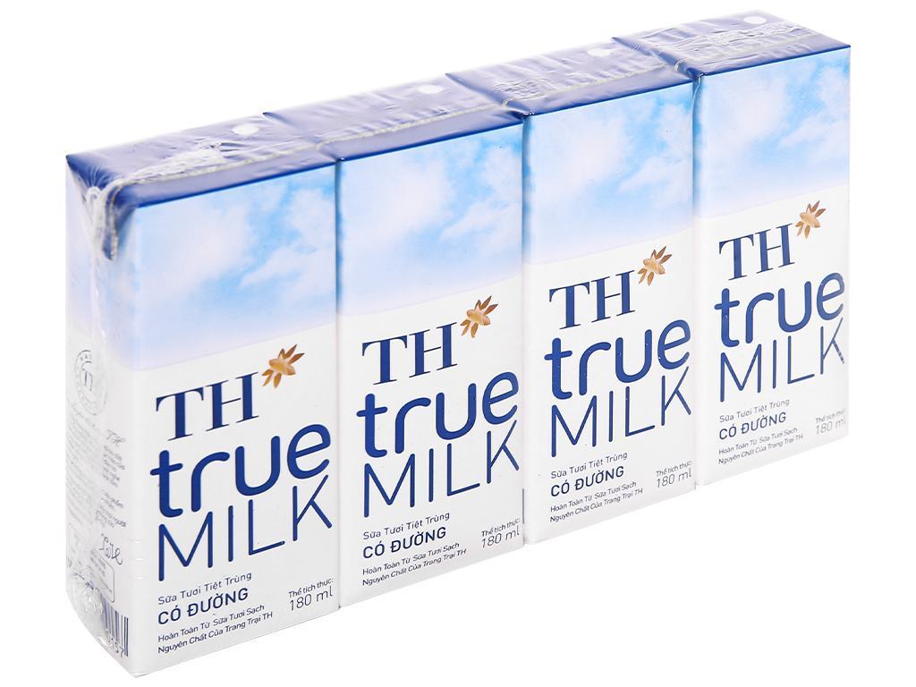 4 hộp sữa tươi tiệt trùng TH REAL MILK 180ml - Siêu Thị Sữa Vĩnh Lộc